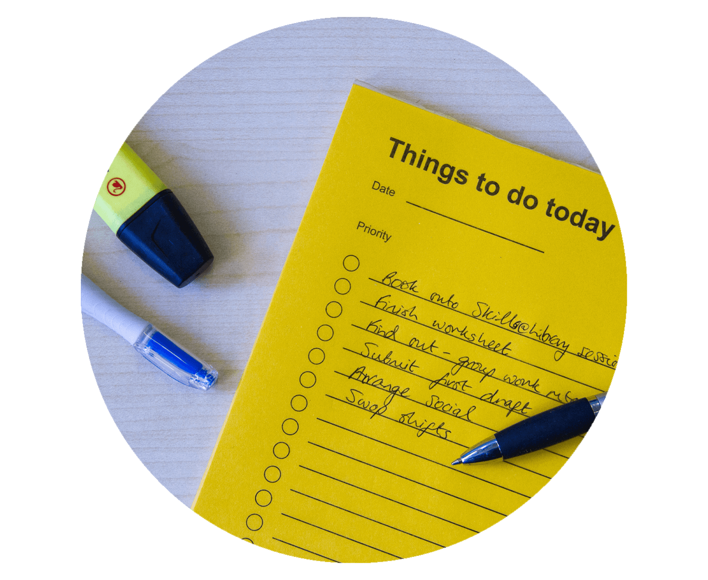 Image of a diary with a list of 'things to do'